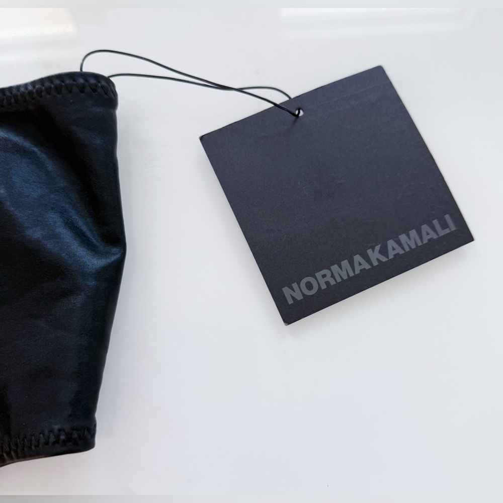 NWT Norma Kamali Shane Cutout One Piece Swimsuit Shiny Black Size L - Picture 4 of 8